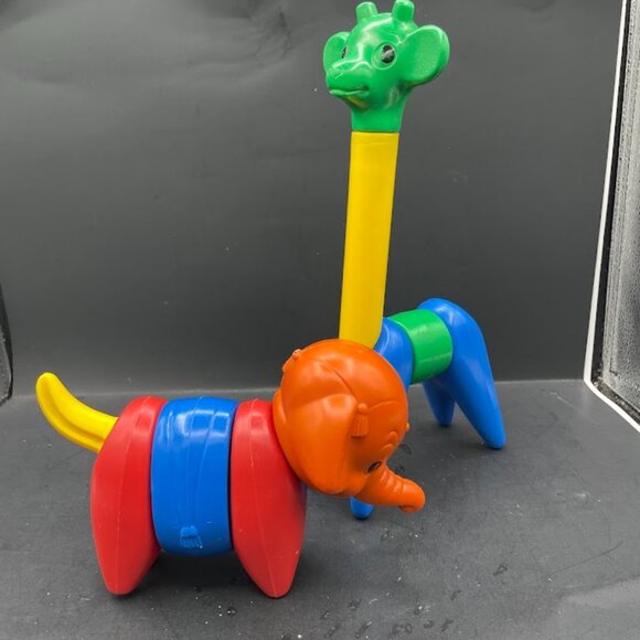 Vintage Tupperware Tupper Toys Zoo it Yourself Animals Giraffe Elephant 10 Piece - Picture 1 of 14